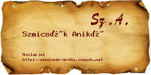 Szmicsák Anikó névjegykártya